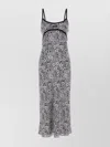 Miu Miu Floral Print Maxi Dress With Spaghetti Straps In Gray
