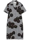 Miu Miu Floral-print Midi Dress In Grey
