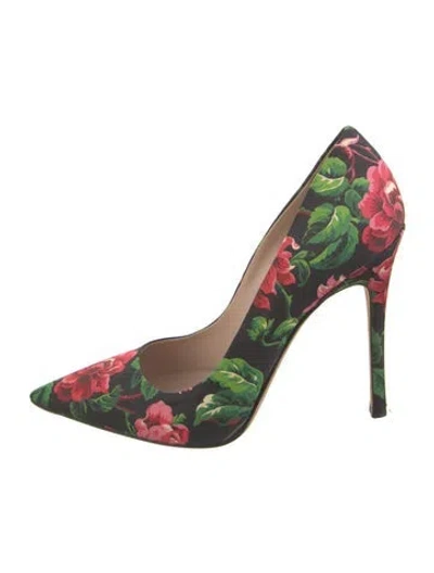 Pre-owned Miu Miu Floral Print Pumps In Blue