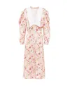 Miu Miu Sable Satin Dress With Floral Print In Pink
