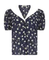 Miu Miu Floral-print Short-sleeved Blouse In Black