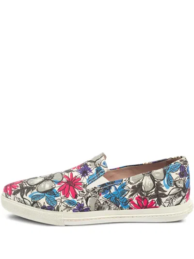 Pre-owned Miu Miu Floral-print Slip-on Sneakers