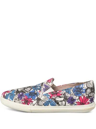 Pre-owned Miu Miu Floral-print Slip-on Trainers
