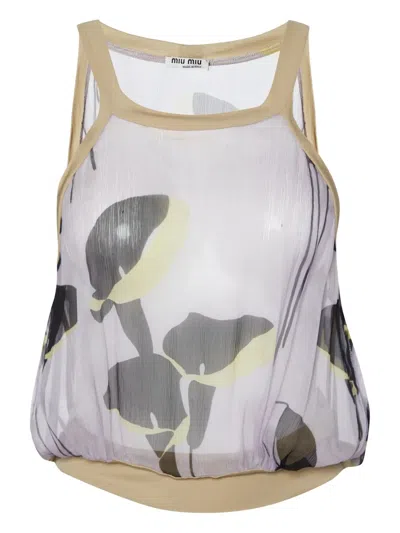 Pre-owned Miu Miu Floral-print Top