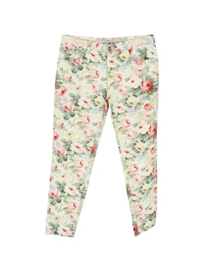 Pre-owned Miu Miu Floral-print Trousers In Neutral