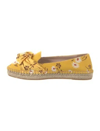 Pre-owned Miu Miu Floral Print Whipstitch Trim Espadrilles In Yellow