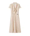 Miu Miu Silk Dress With Floral Pattern And Tie Waist In Multi