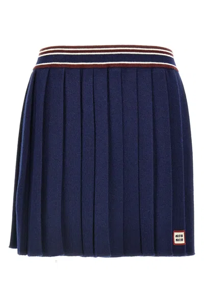 Miu Miu Flounces Mini Skirt In Blue