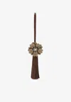 Miu Miu Flower Applique Nappa Leather Bag Charm In Brown