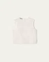 Miu Miu Flower Embroidered Canvas Tank Top In White
