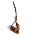 Miu Miu Flower Leather Keyring In Brown