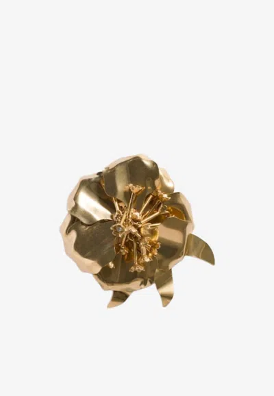 Miu Miu Flower-motif Brooch In Gold