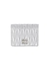 Miu Miu Small Logo Plaque Quilted Leather Wallet In White