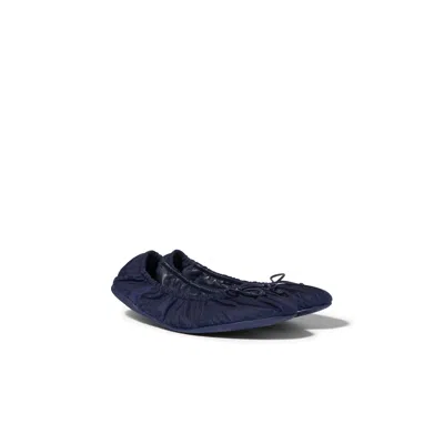Miu Miu Foldable Technical Fabric Ballerinas In Blue