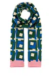 Miu Miu Rectangular Scarf Soft Texture Geometric Pattern In Green