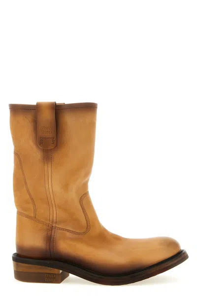 Miu Miu 'foule' Ankle Boots In Brown