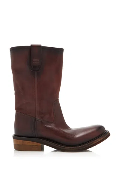 MIU MIU MIU MIU FOULE LEATHER ANKLE BOOTS