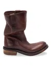 Miu Miu Leather Boots Pull Tabs Round Toe In Brown
