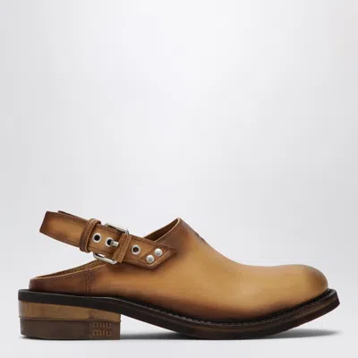 Miu Miu Buckle-fastening Slingback Mules In Brown