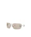 Miu Miu Metal Rimless Wrap Sunglasses In Nude