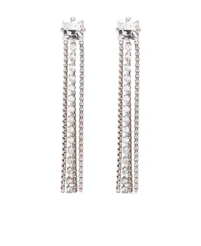 Miu Miu Fringe Drop Earrings In Silber