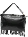 Miu Miu Fringe Leather Shoulder Bag In Black