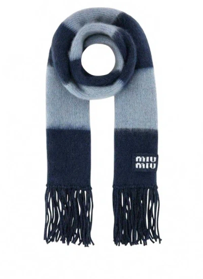 Miu Miu Fringe Wool Scarf In Multi