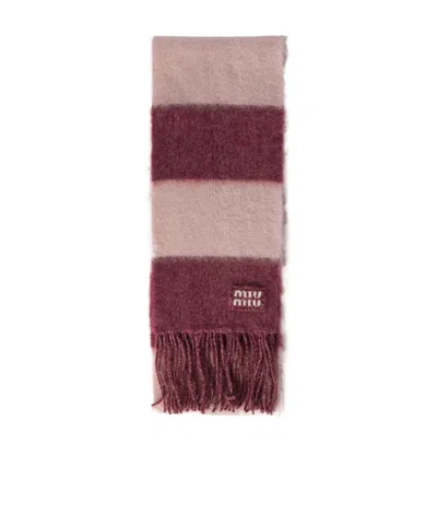 Miu Miu Fringed Scarf In Red