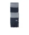Miu Miu Fringed Wool Scarf In Blue