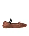 Miu Miu Satin Ballerinas In Brown