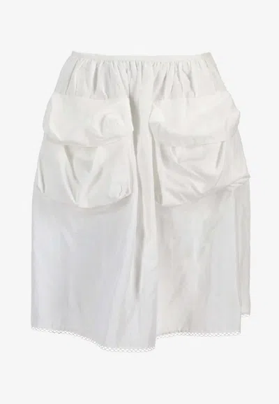 Miu Miu Front-pockets Poplin Skirt In White
