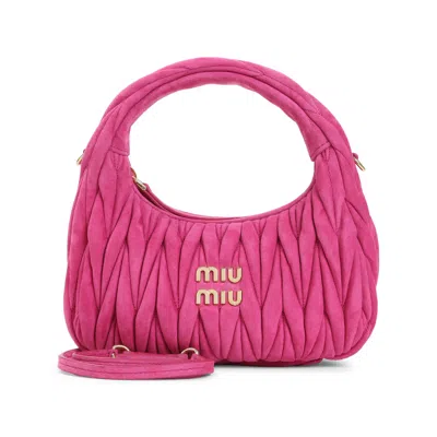 Miu Miu Fuchsia Suede Handbag In Pink