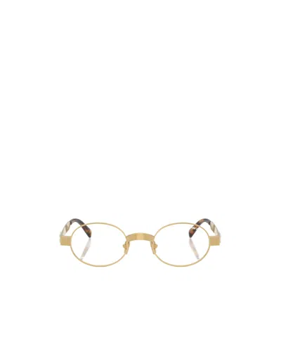 Miu Miu Oval Metal Sunglasses With Tortoiseshell Tips In Gold