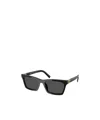 Miu Miu Angular Black Sunglasses With Rectangular Lenses In Black/dark Grey