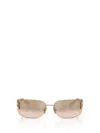 Miu Miu Logo-plaque Rimless Sunglasses In Gold