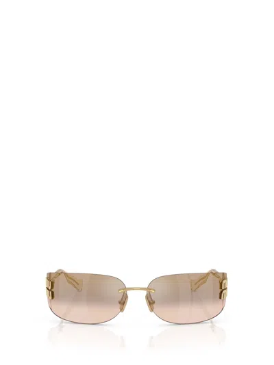 Miu Miu Logo-plaque Rimless Sunglasses In Gold