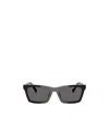 Miu Miu Angular Black Sunglasses With Rectangular Lenses In Gray