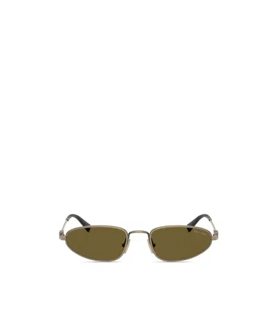 Miu Miu Logo Metal Oval Sunglasses In Green