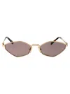 Miu Miu Metal Geometric Oval Sunglasses In Nude