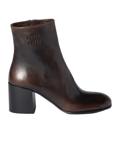 MIU MIU FUMÉ CALF BOOTIES