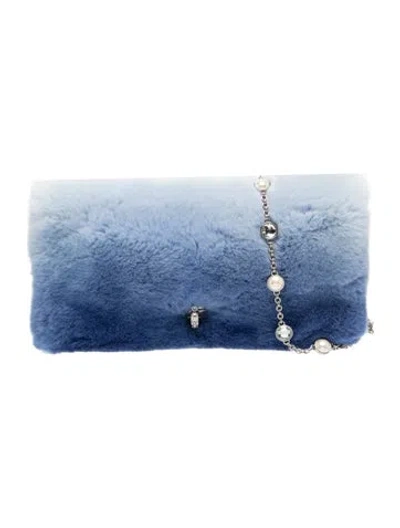 Pre-owned Miu Miu Fur Crystal Cloque In Blue