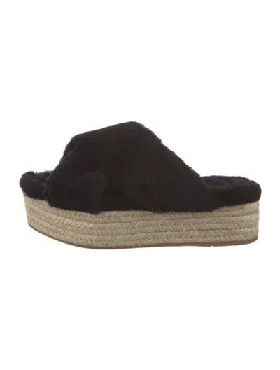 Pre-owned Miu Miu Fur Espadrilles In Black