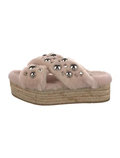 Pre-owned Miu Miu Fur Polka Dot Print Espadrilles In Multi