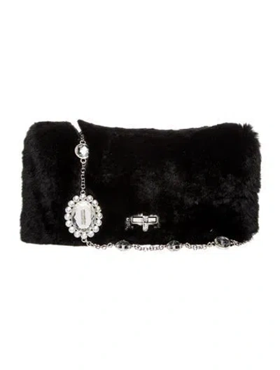 Pre-owned Miu Miu Fur Shoulder Bag In Black