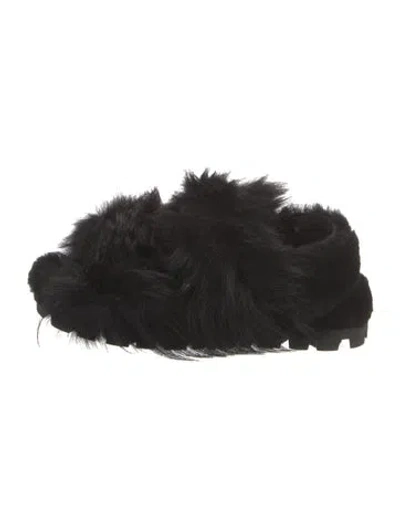 Pre-owned Miu Miu Fur Slides In Black