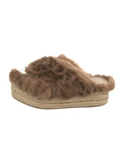 Pre-owned Miu Miu Fur Slides In Brown
