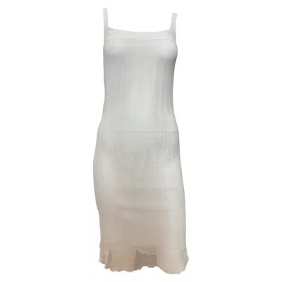 Pre-owned Miu Miu F/w 1999 White Sheer Mesh Bodycon Midi Dress