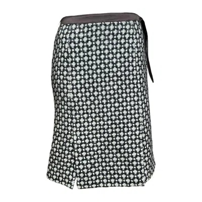 Pre-owned Miu Miu F/w 2000 Black And White Wool Boucle Houndstooth Pencil Skirt With Contrast Waistband