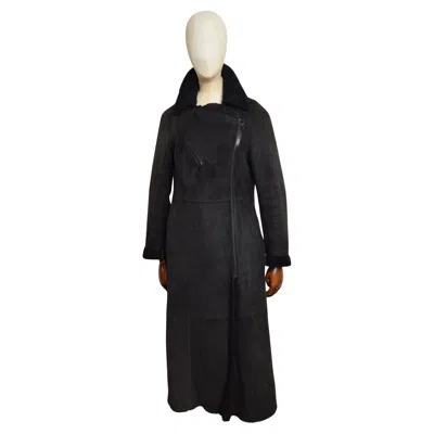 Pre-owned Miu Miu F/w 2002  Black Full Length Long Black Shearling Sheepskin Coat