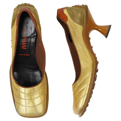 Pre-owned Miu Miu Fw1999 Metallic Gold Bubble Sole Heels Iconic Runway Collectible Size 40 In Brown